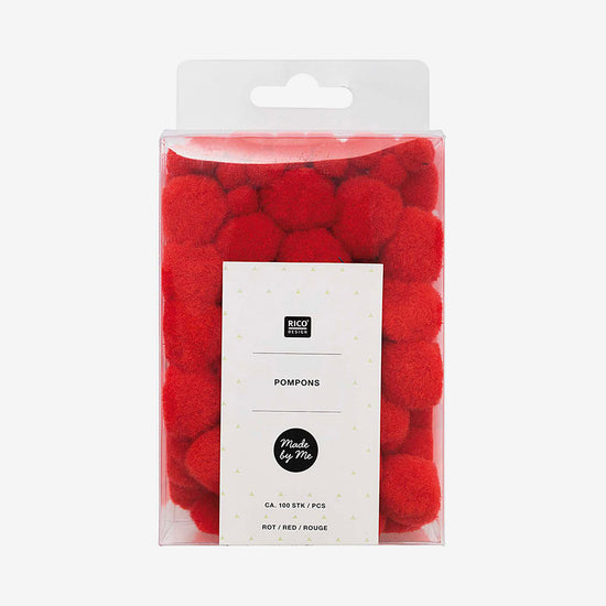 Lot de 50 pompons en laine rouge pour déco table de noel ou loisirs créatifs