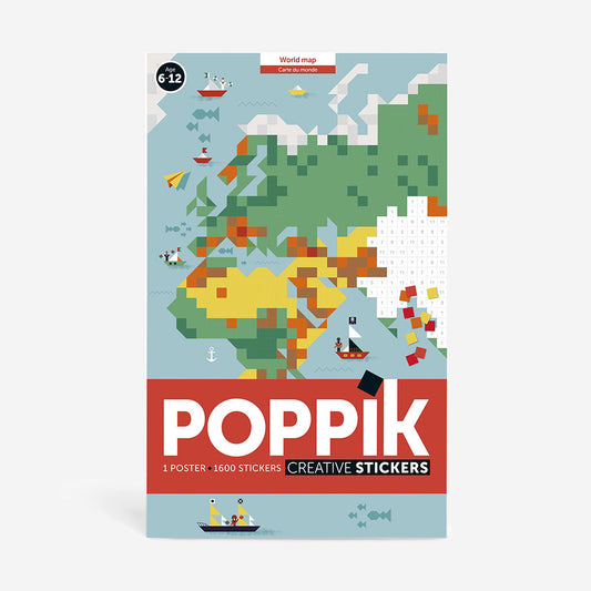 Actividad creativa de cumpleaños infantil: pegatinas de mapamundi de Poppik