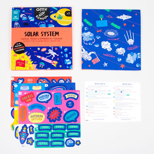 Pasatiempos creativos de OMY: póster gigante con pegatinas del sistema solar