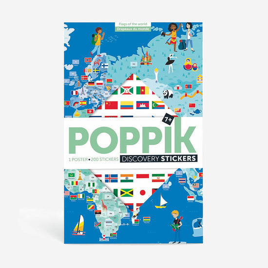 Poster géant éducatif pays du monde 200 stickers repositionnables