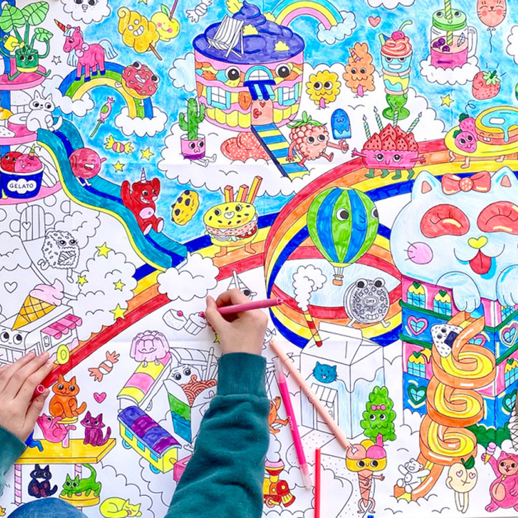 Poster gigante da colorare Kawaï Omy: attività di compleanno per bambini