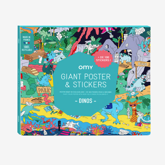 Idea de regalo de cumpleaños para niños: póster de dinosaurio gigante y pegatinas