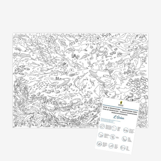 Poster géant thème océan à colorier pour offrir en cadeau anniversaire