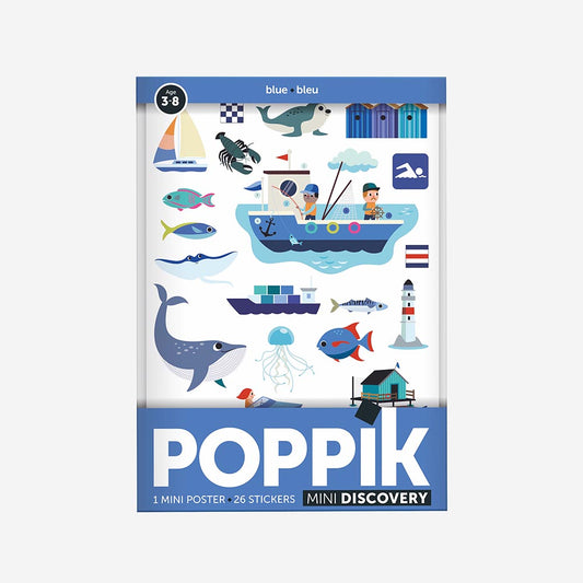 Afiche creativo con pegatinas Poppik junto al mar