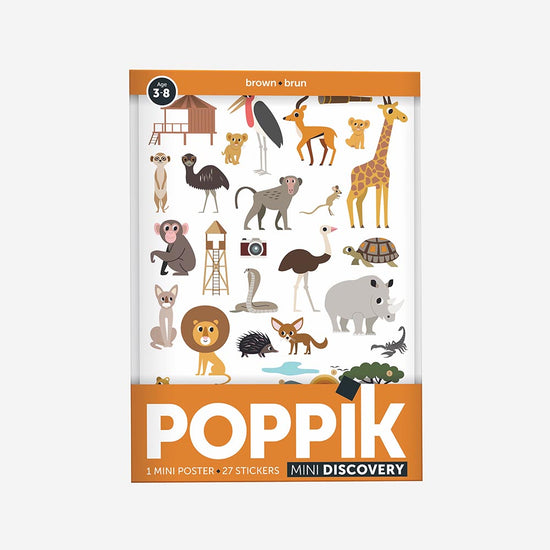 Poster créatif avec stickers animaux safari Poppik