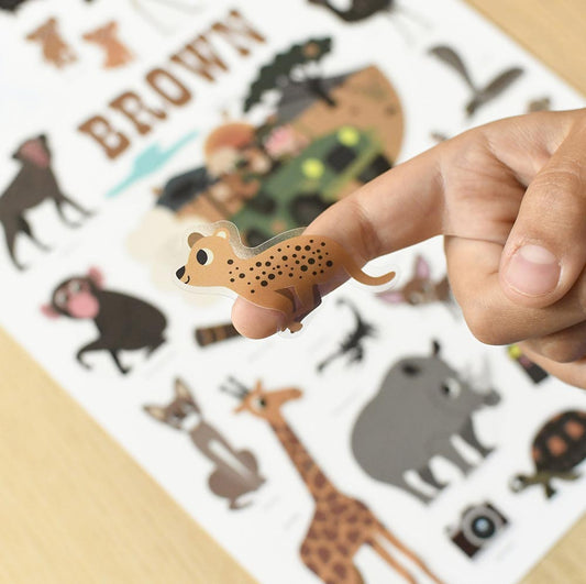 Pegatinas de leopardo para pegar en el cartel creativo Poppik safari