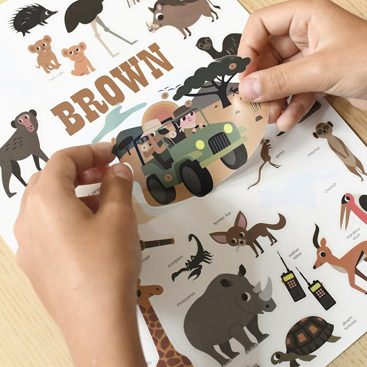Regalo de cumpleaños infantil: póster creativo con pegatinas de safari