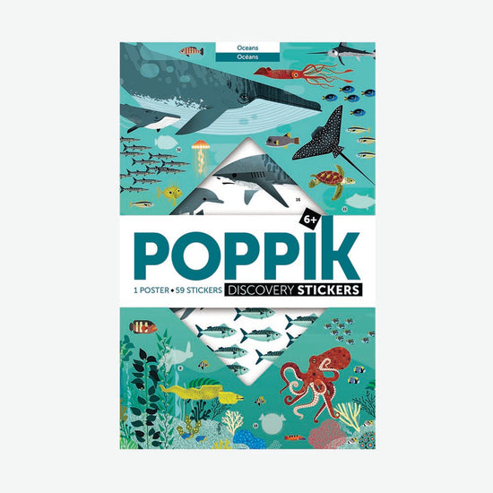 Cadeau anniversaire animaux de la mer : poster et stickers poppik