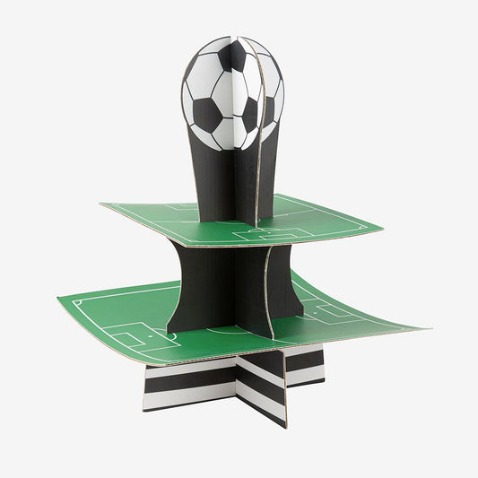Soporte de pastel de tema de fútbol para decoración de mesa de cumpleaños