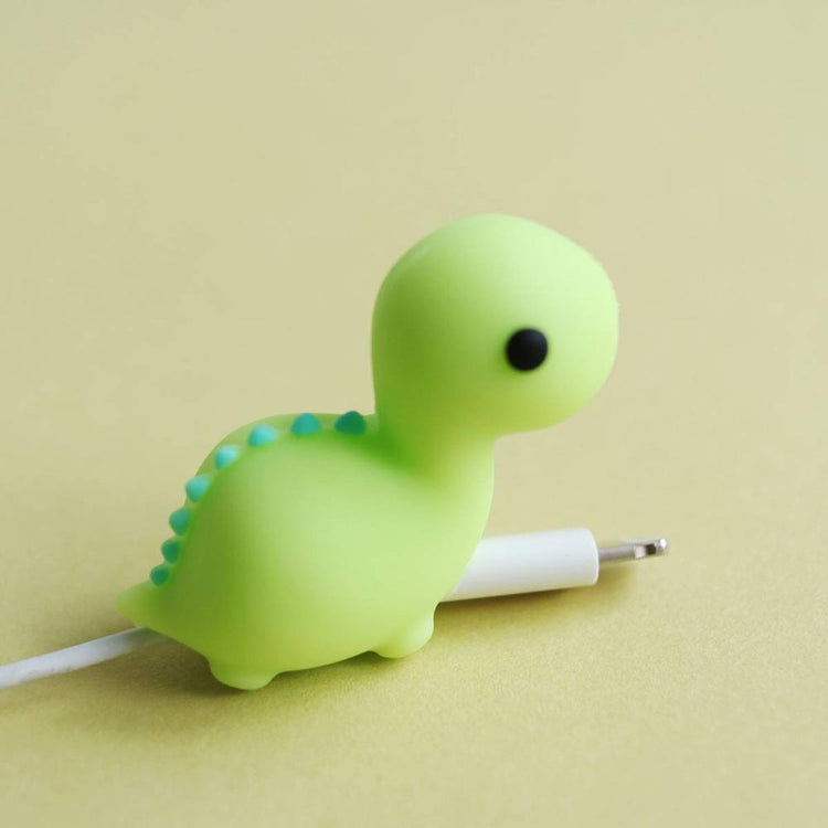 Protège-cable dinosaure vert pour protéger les cables de téléphone
