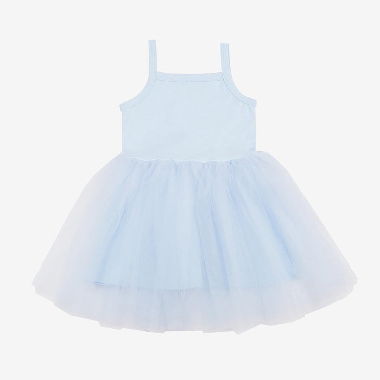 Déguisement anniversaire fille : robe en tulle bleue pastel pour déguisement princesse