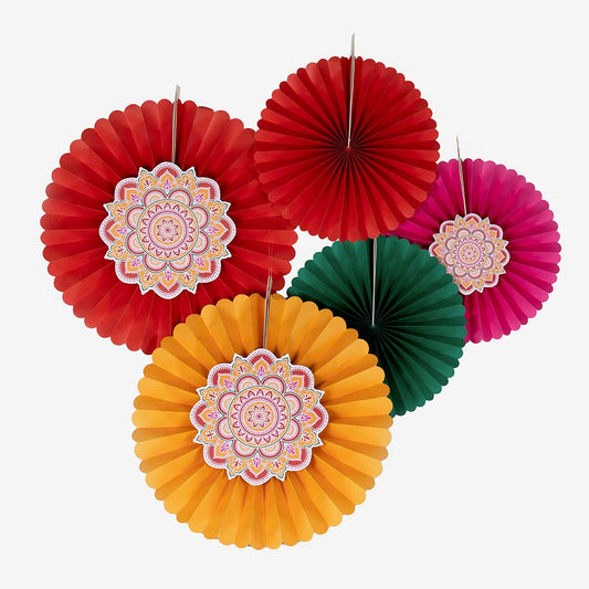 Idee decorations originales à suspendre : 5 rosaces pour fete Diwali