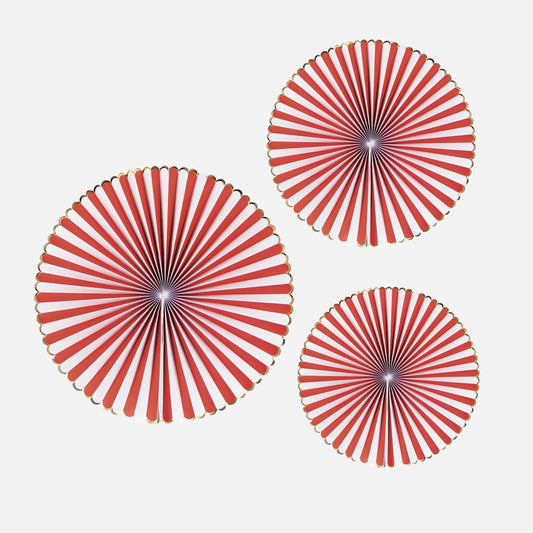 Kit of white and red rosettes for birthday decoration