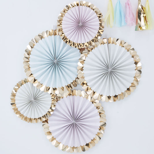 Pastel colored paper rosettes for pastel baby shower decor