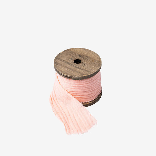 Ruban en gaze de coton rose thème bohème chic