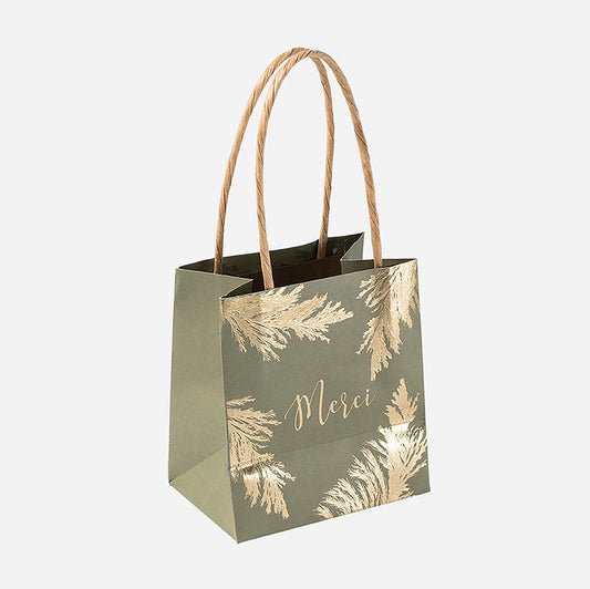 6 sacs cadeaux motif pampa kaki pour cadeau invité mariage tropical