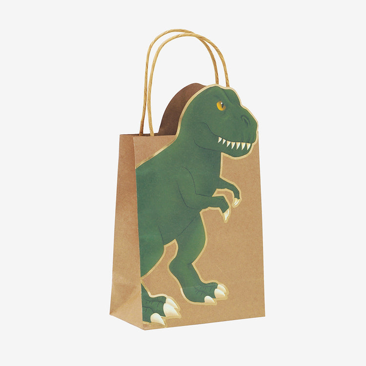 Gift wrapping for a dinosaur-themed child's birthday