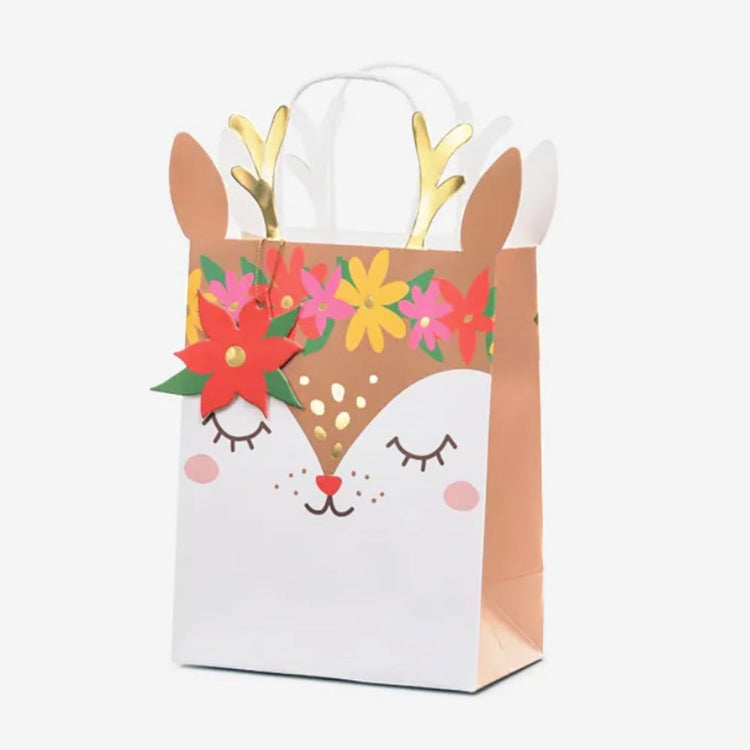 Idee emballage cadeau de noel facile : sac cadeau renne de noel