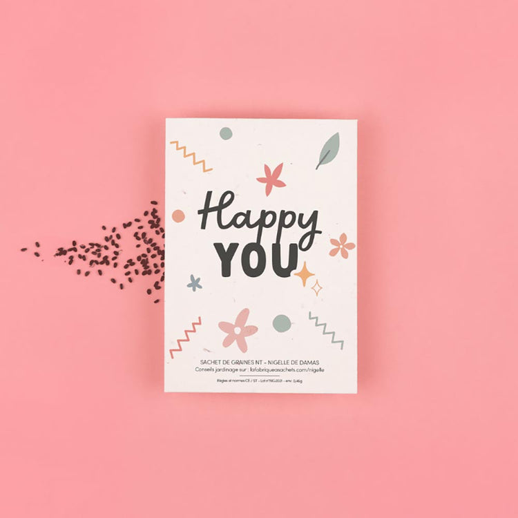 Original idea de regalo para cumpleaños: bolsita de semillas happy you