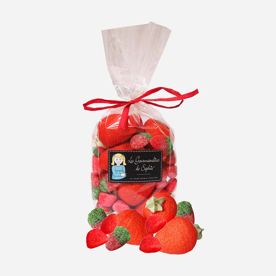 1 sachet de guimauves trio de fraises : pochette surprise anniversaire