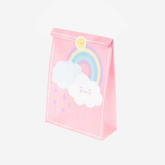Modello di sacchetto di carta arcobaleno festa compleanno bambino piccolo regalo