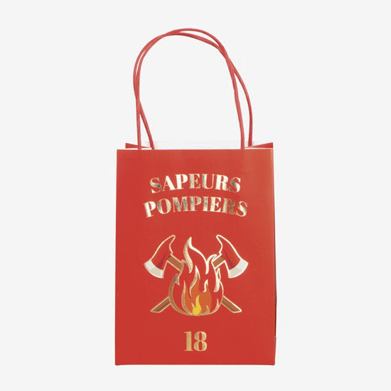 4 sacs cadeau pompier pour cadeau invités anniversaire pompier