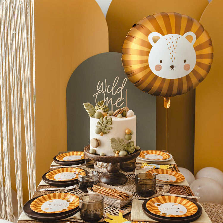 6 assiettes en carton lion : decoration de table anniversaire jungle