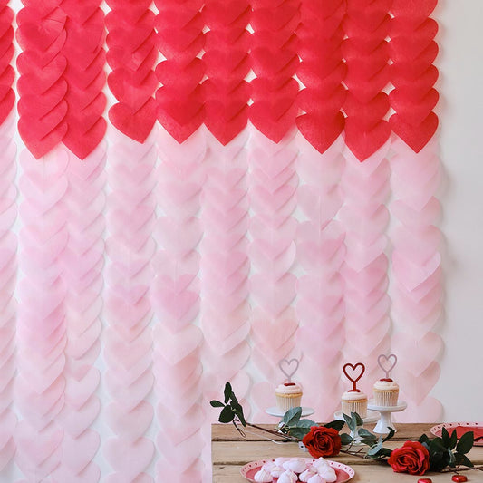 Tenda di cuori rossi e rosa per la decorazione murale di San Valentino