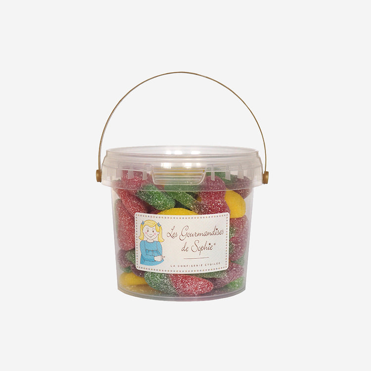 1 bucket of sophie's sweets in the shape of summer fruits