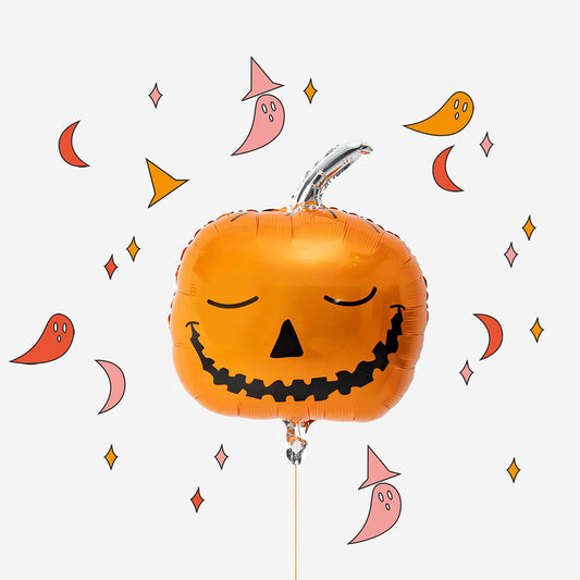A pumpkin balloon for a My Little Day Halloween themed decoration