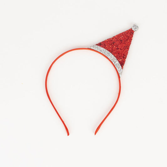 Diadema gorro de Papá Noel rojo brillo divertido disfraz de Navidad accesorio