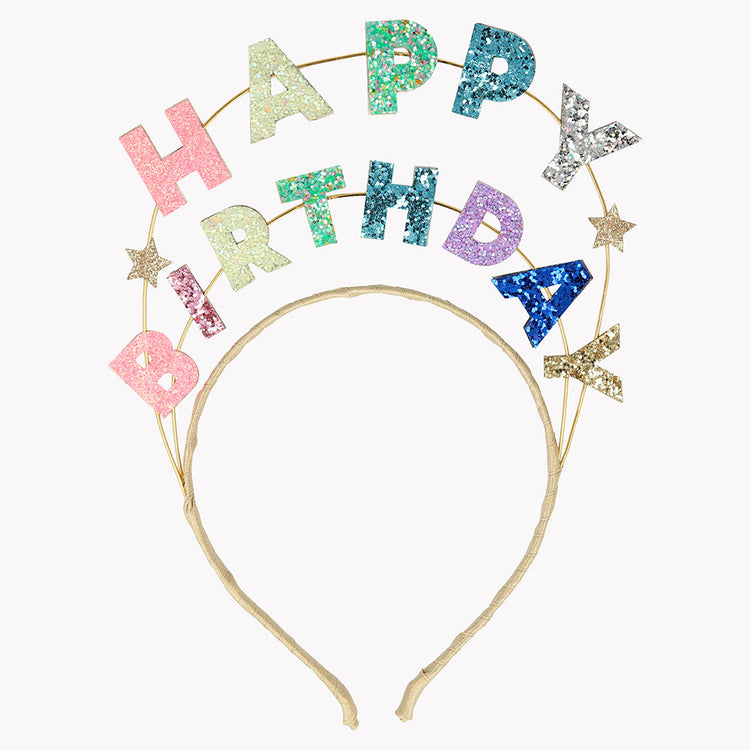 Serre tête Happy Birthday glitter pour accessoire anniversaire fille 