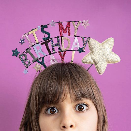 Idee cadeau anniversaire enfant original : serre tete it's my birthday