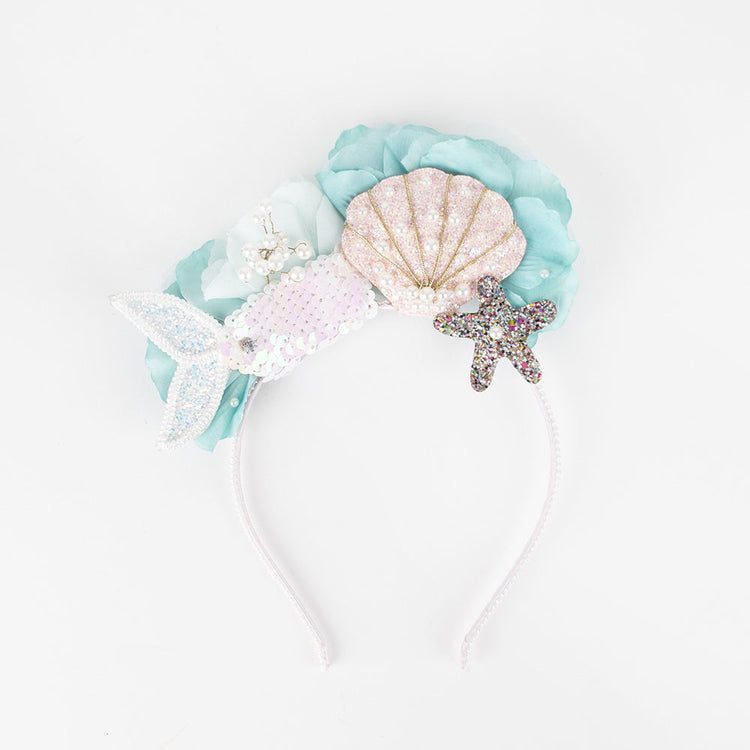 Degiusement mermaid girl birthday: seashell mermaid headband