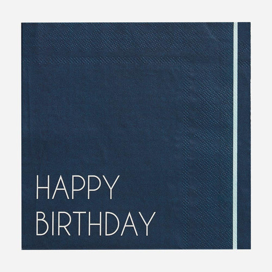 Decorazione di compleanno per adulti: tovaglioli di buon compleanno blu