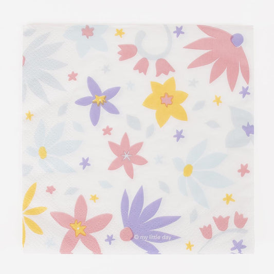 Pastel flower napkins for girl's birthday decoration My Little Day