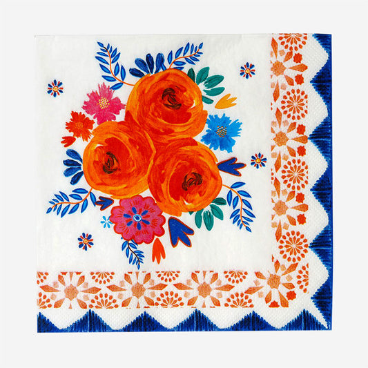 bohemian flower pattern paper napkins for a folk wedding