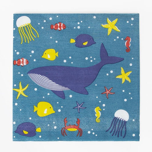 Seabed-themed napkin set for a children's birthday party