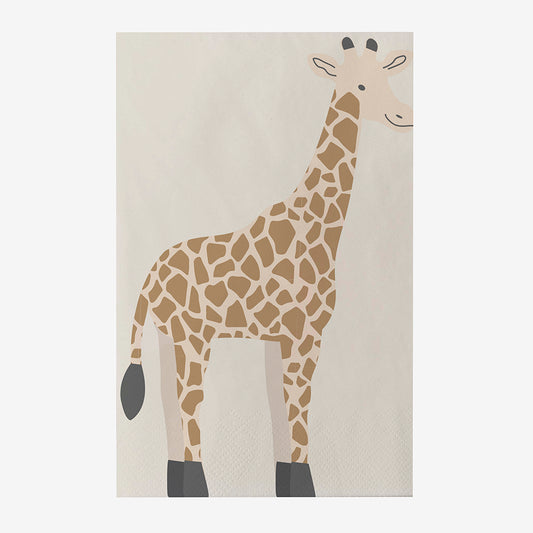 16 serviettes girafe pour décorer une table d'anniversaire safari