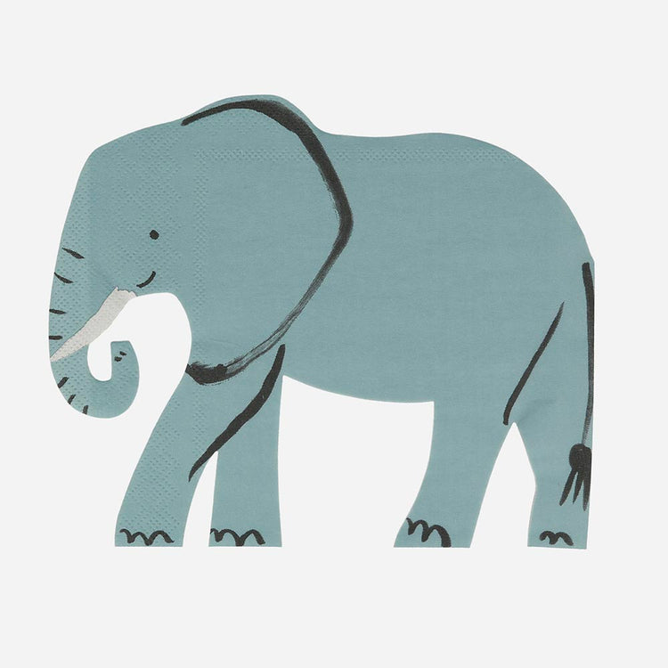 Serviettes en papier éléphant pour deco de table anniversaire safari