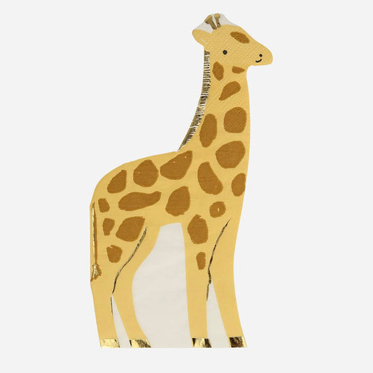 16 serviettes en papier girafe pour deco de table anniversaire safari
