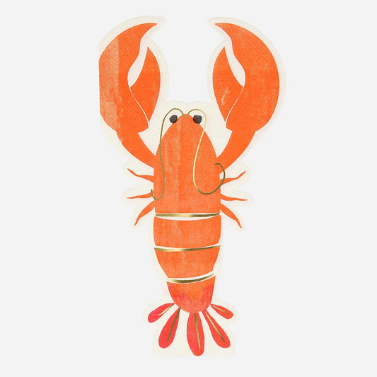 Serviettes en papier homard : deco de table anniversaire animaux marin
