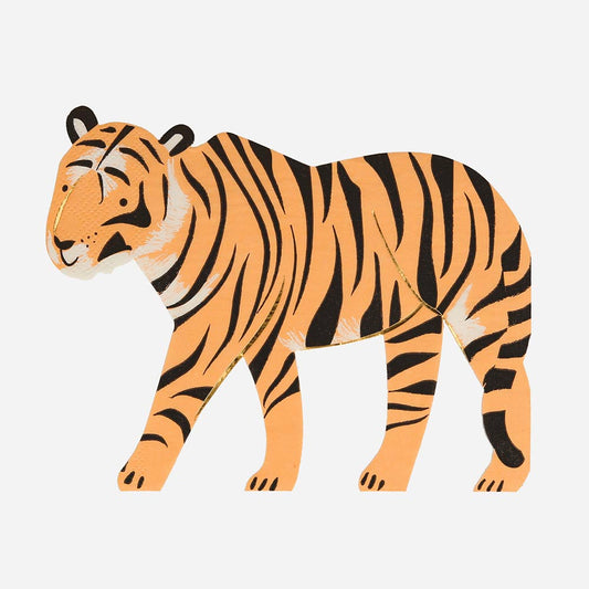 16 servilletas de papel de tigre para decoración de mesa de cumpleaños de safari