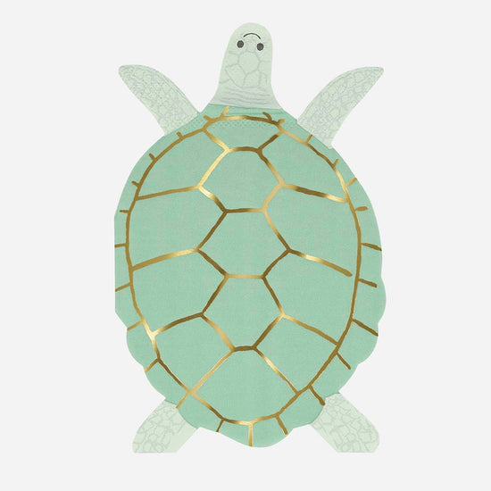 Serviettes en papier tortue : deco de table anniversaire animaux marin