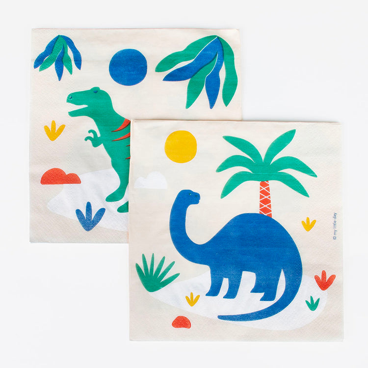 Anniversaire dinosaure : serviettes en papier dinos pour anniversaire
