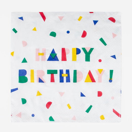 Cumpleaños infantil: servilletas de papel multicolor feliz cumpleaños
