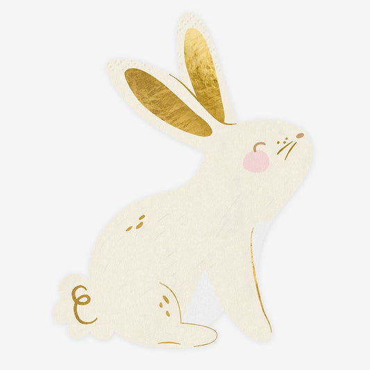 20 servilletas de papel de conejo blanco para decoración de mesa de Pascua