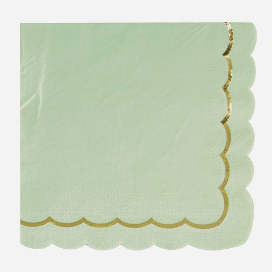 Serviettes en papier vert sauge pour mariage sauge ou gender reveal