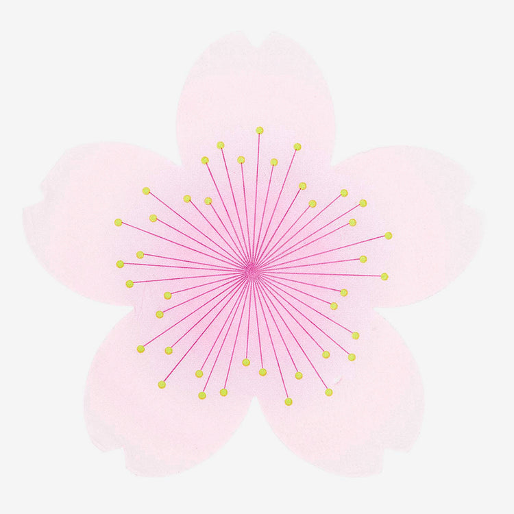 Pink birthday napkins in the shape of sakura flowers