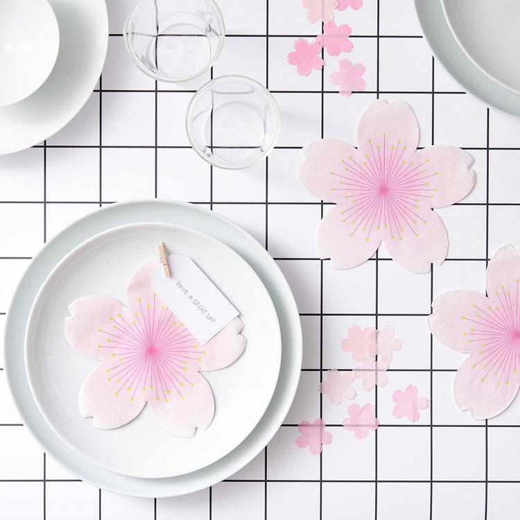 pink sakura shaped napkins for birthday